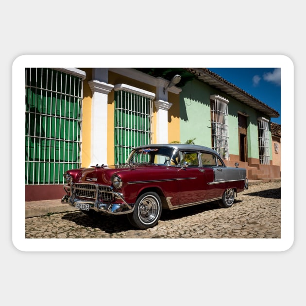American car from the 50's in Trinidad, Cuba Sticker by connyM-Sweden